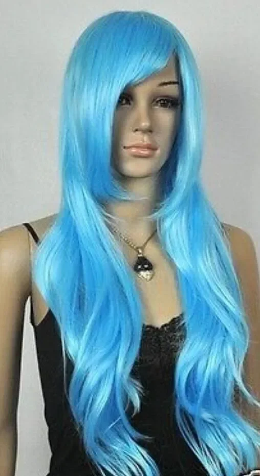 WIG  Hot Sell New Fashion Sexy Long Light Blue Wavy Women's Lady's Hair Wig Wigs