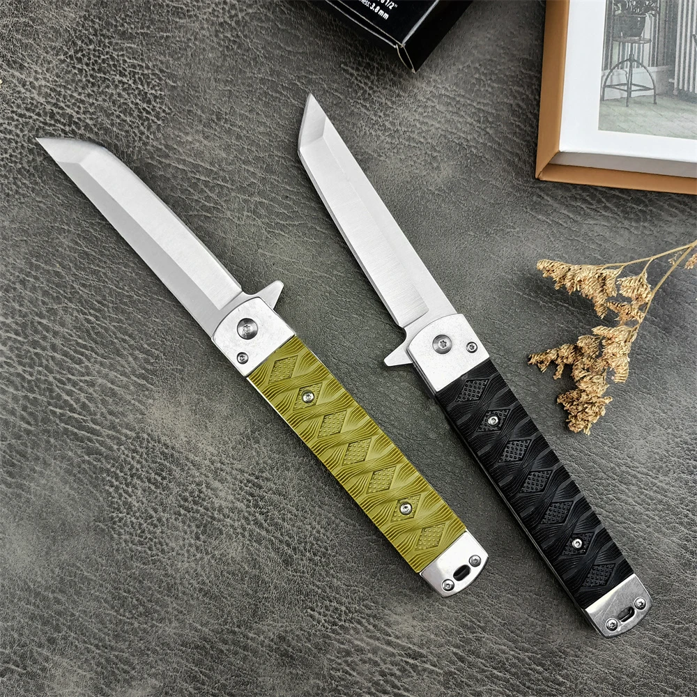 

Hunting Folding Knife 440C Steel Tanto Blade Nylon Fiber Handle Fliper Knives Camping Self Defense Military Tactical Belt Knife