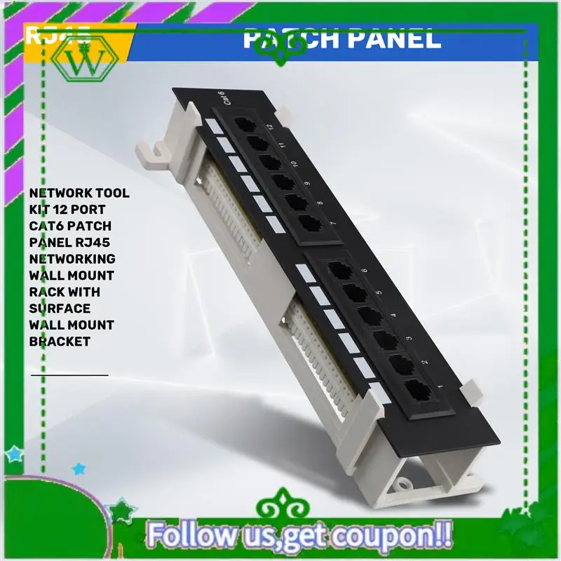 Reliable-Network Tool Kit 12 Port CAT6 Patch Panel RJ45 Networking Wall Mount Rack With Surface Wall Mount Bracket