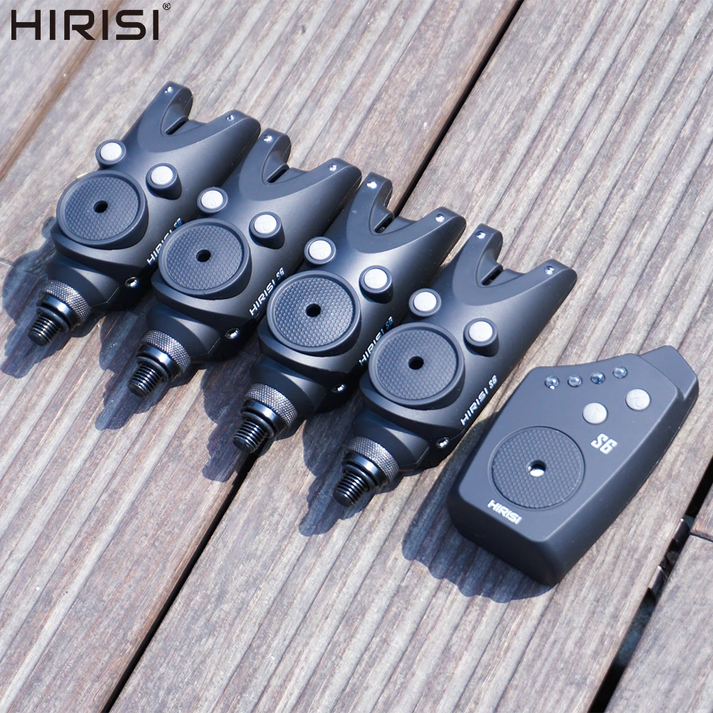 hirisi-s6-allarme-acustico-wireless-per-pesca-alla-carpa-set-1-4-con-ricevitore-led-volume-e-tono-regolabili-sensibilita-150m-impermeabile-con-custodia-in-eva