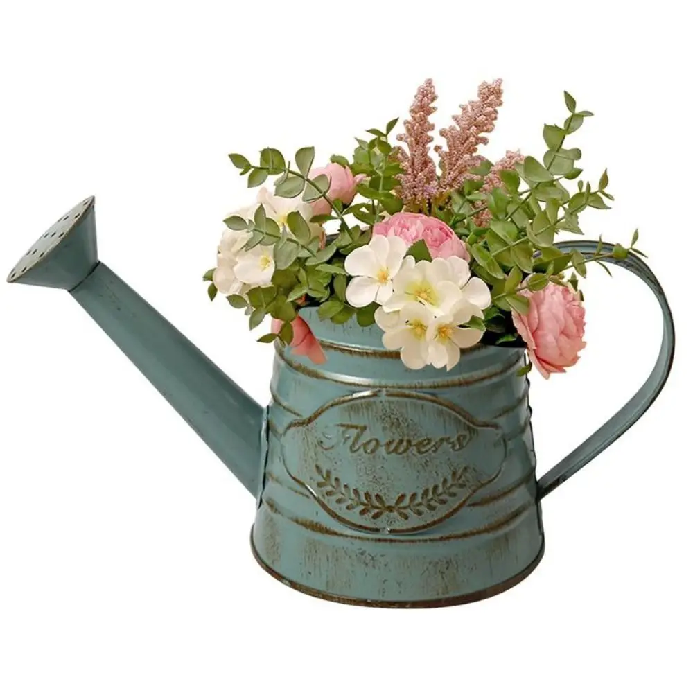 Anti-rust Iron Sheet Flower Vase Milk White Iron Art Duckbill Watering Can Country Style Galvanized Sheet Retro Coffee Pot