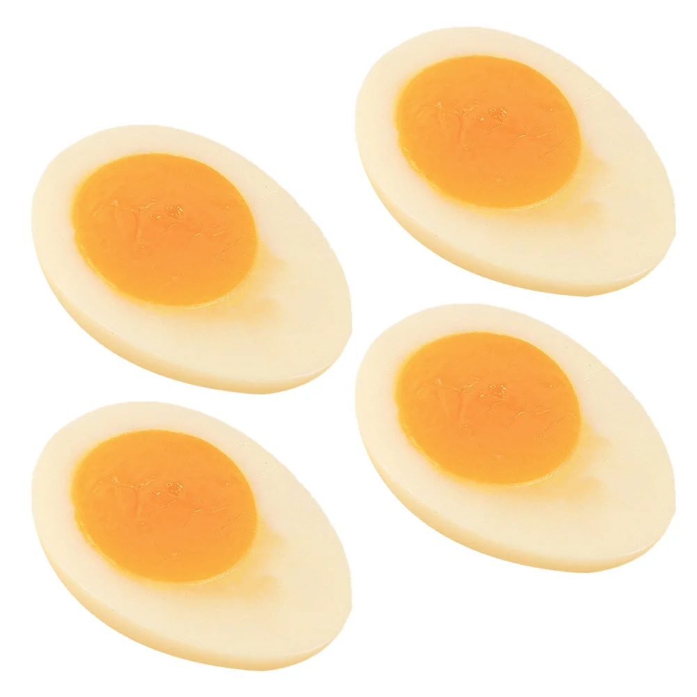 4 Pcs Simulated Boiled Eggs Artificial Fake Food Models for Photography Props Soft-boiled Kitchen Lifelike Pvc Faux