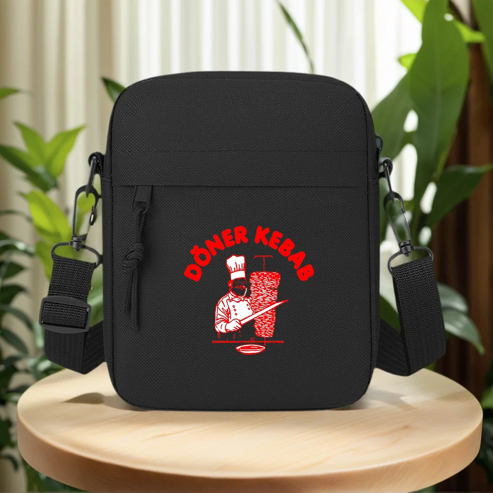 Chef kebab ready delicious food Men Crossbody Bag Single Shoulder Women Cartoon Anime Film Printing Design Unisex