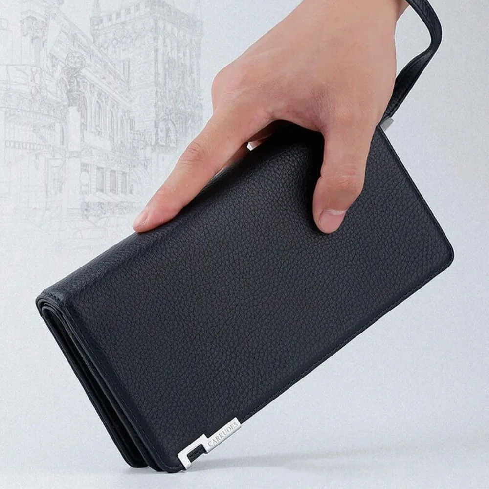 Men\'s Long Wallet Multi-card Slot Card Holder Business Wallet with Zipper Multi Functional PU Leather Coin Purse Man Gift