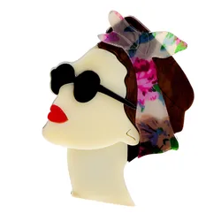 Elegant Acrylic Portrait Brooch Acetate Material Fashion Accessory