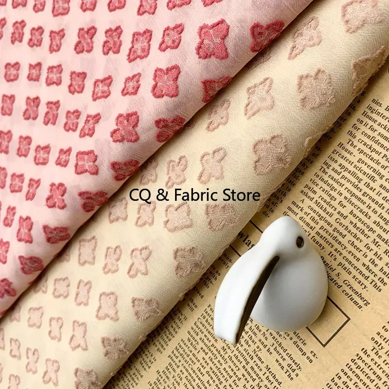 

Четырехлистный клевер, жаккардовая шифоновая ткань с цветочным узором, морщинистая ткань, шелковая креповая ткань, сделай сам, женская нашивка для шитья