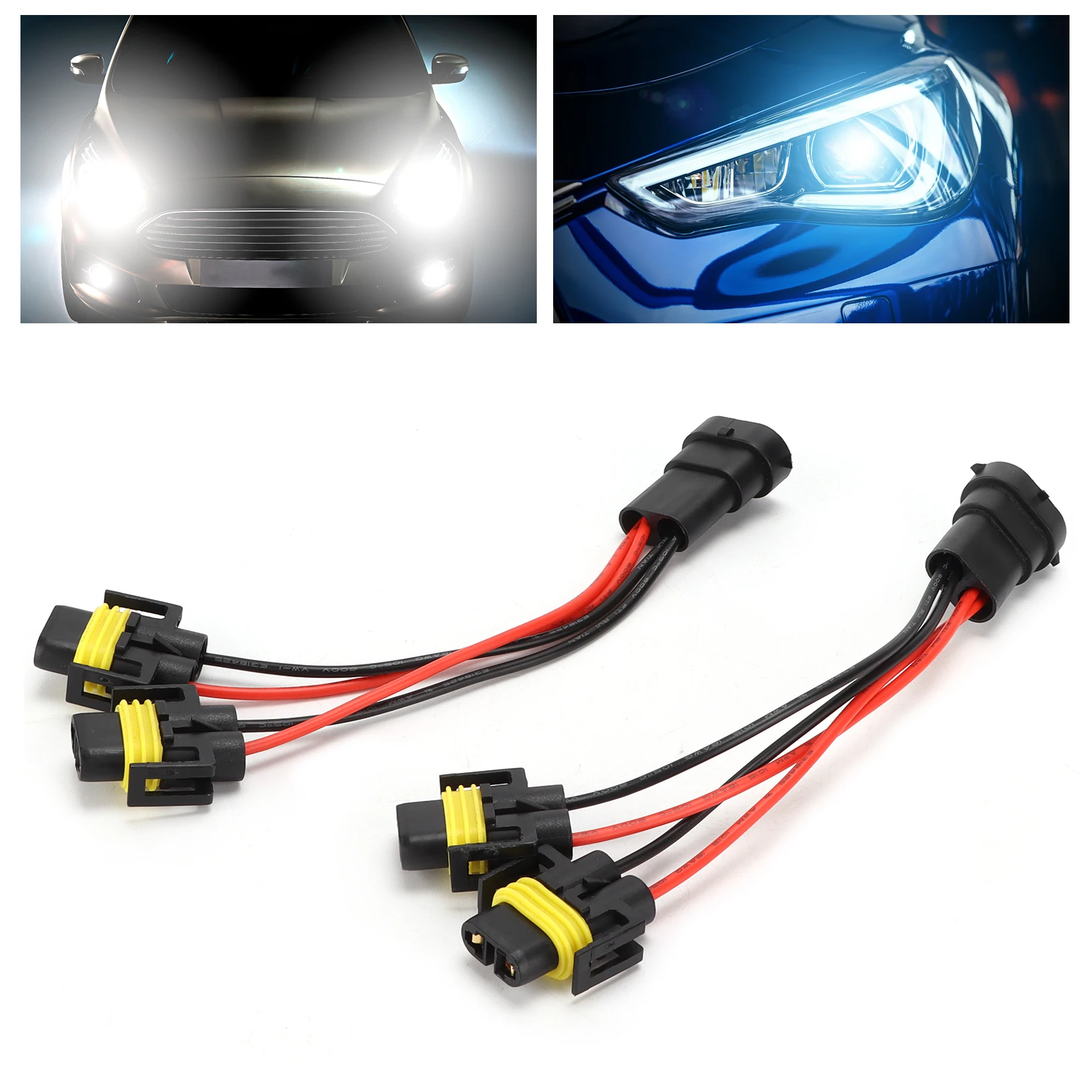 H11/H8 2‑Way Splitter Wiring Harness Male to Female for Fog Lamp Headlight High Low Beam Dual Quad Projector