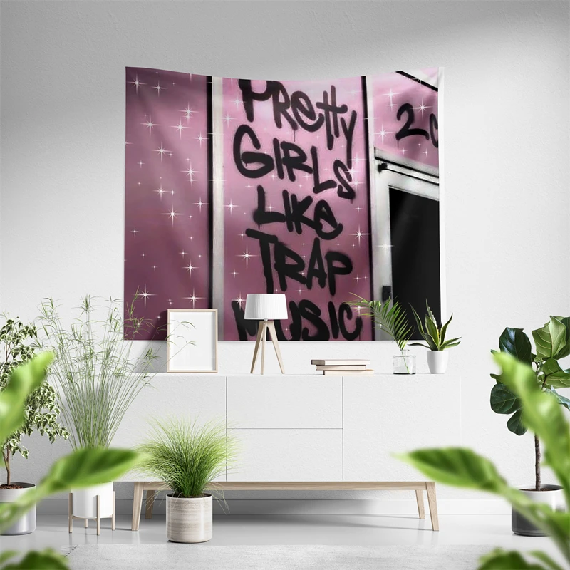 Aertemisi Pretty Girls Like Trap Music Tapestry Wall Hanging Art for Bedroom Living Room Decor College Dorm Party Backdrop