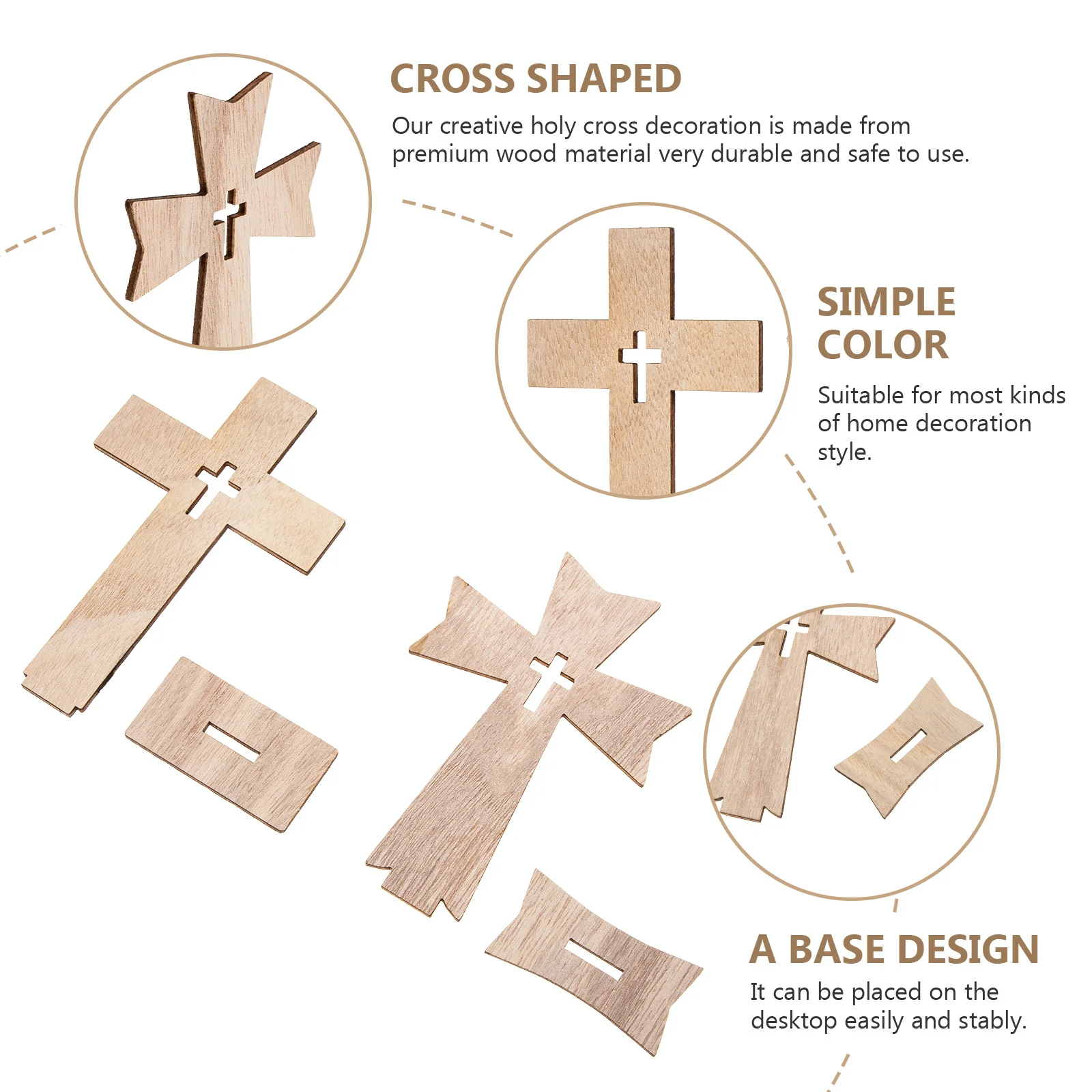 

20set Simple Decor Home Decor Desktop Religious Ornament Wood Craft Household Wood Religious Cross Adornment Cross Ornament