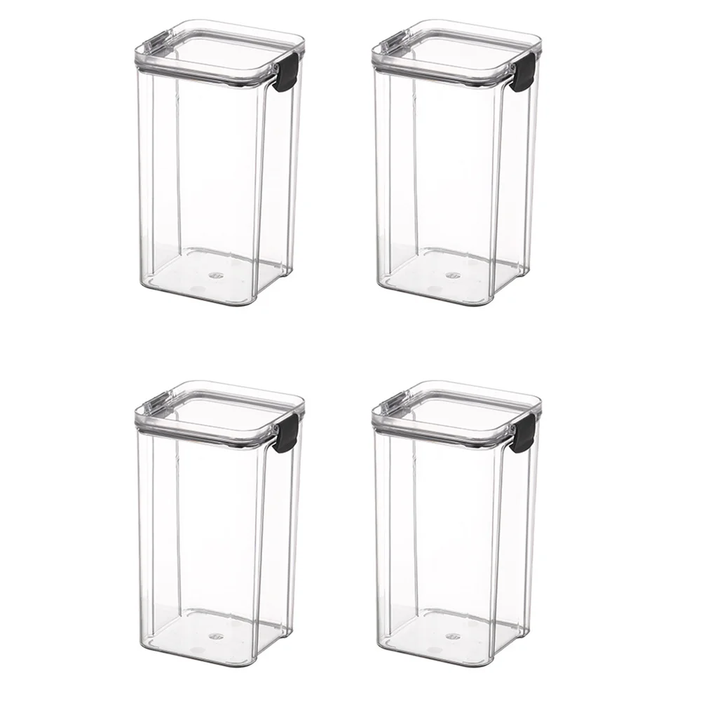 4Pcs Kitchen Sealed Cans, Grain Storage Jars, Refrigerators, Stackable Cans, Transparent Cans, Fresh-Keeping Boxes(D)