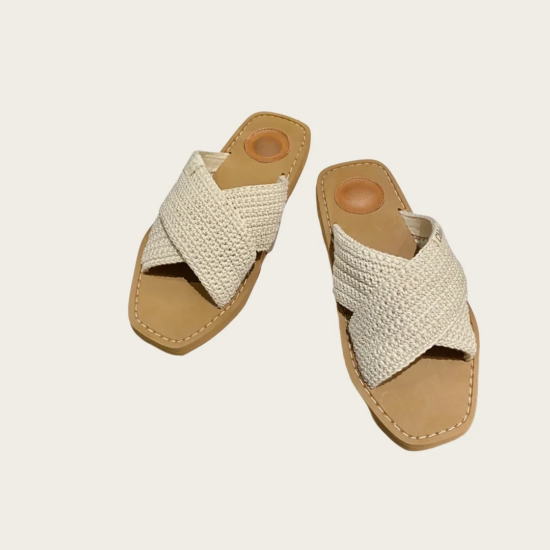 

Женские тапочки с перекрестным плетеным ремешком, римские тапочки, новые летние тапочки с открытым носком, пляжные сандалии