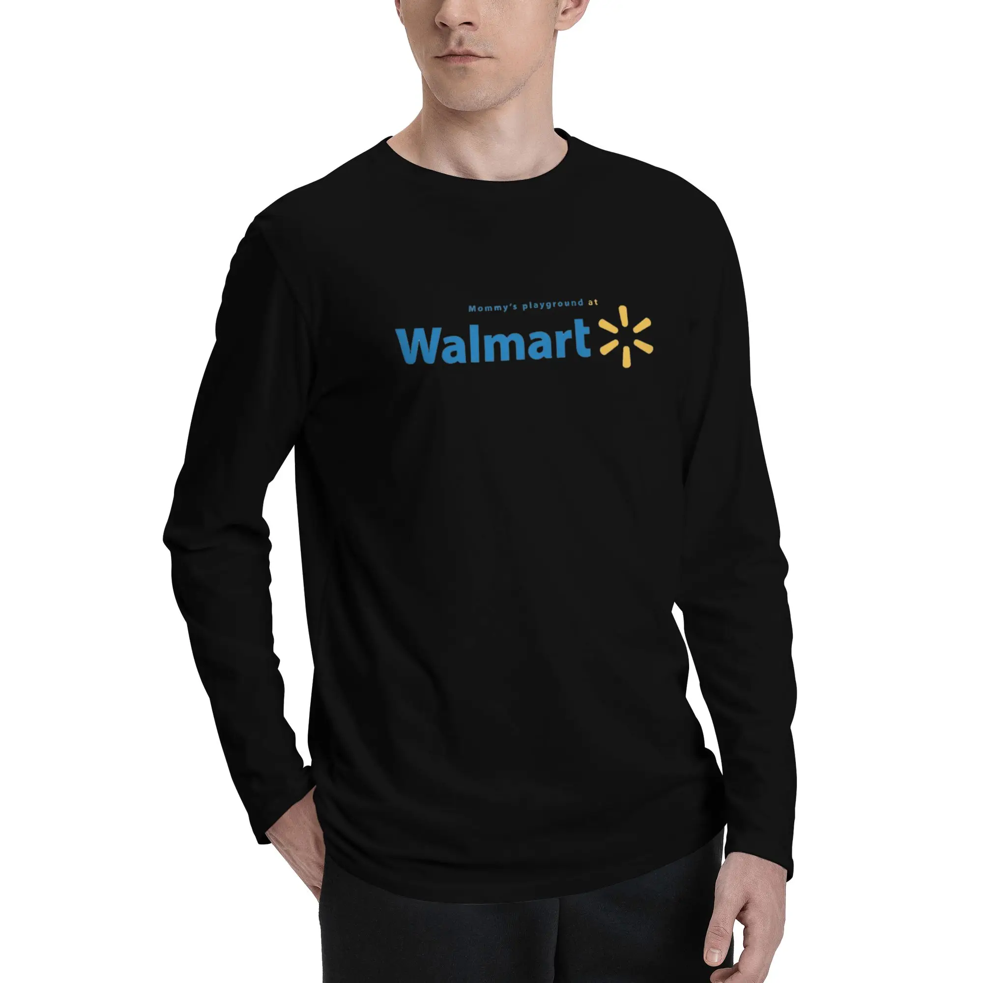 تي شيرت رجالي بأكمام طويلة من Walmart تي شيرت كاجوال برقبة دائرية تي شيرت للربيع والخريف للرجال