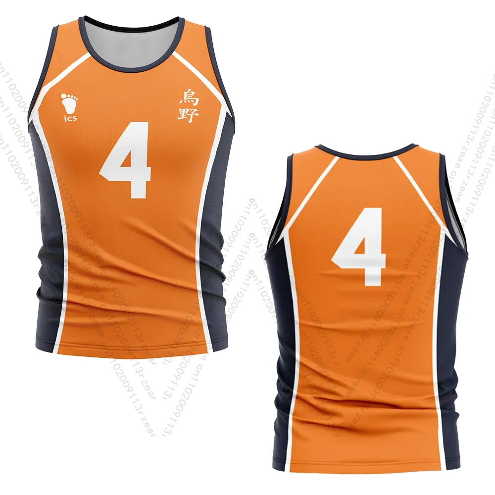 Uniforme scolastica Anime Haikyuu Nishinoya # 4 Canotta Costume Cosplay da uomo Maglia da pallavolo con stampa Abbigliamento sportivo Gilet per bambini traspirante