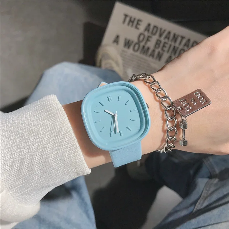 Korean Women\'s Quartz Watches Brand Sport Square Fashion Ladies PU Leather Strap Watch Girl Solid Luxury Simple Wristwatch Clock