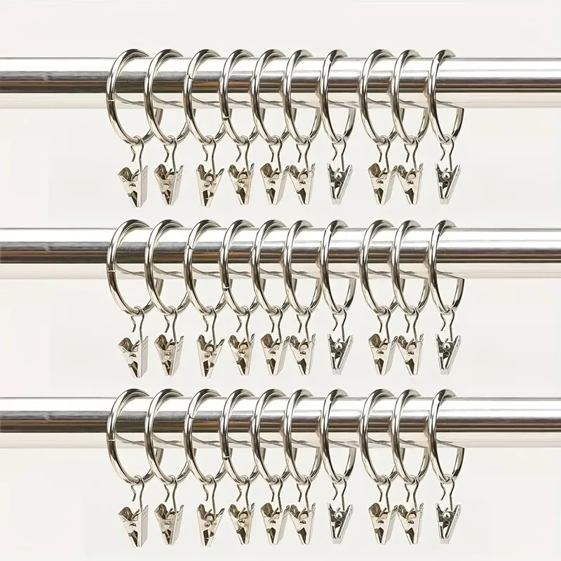 56 pcs 25mm Metal Curtain Hanger Rings Easy Slide On Rod, designed for Bathroom Shower Panels, Rust Resistant Finish view 5