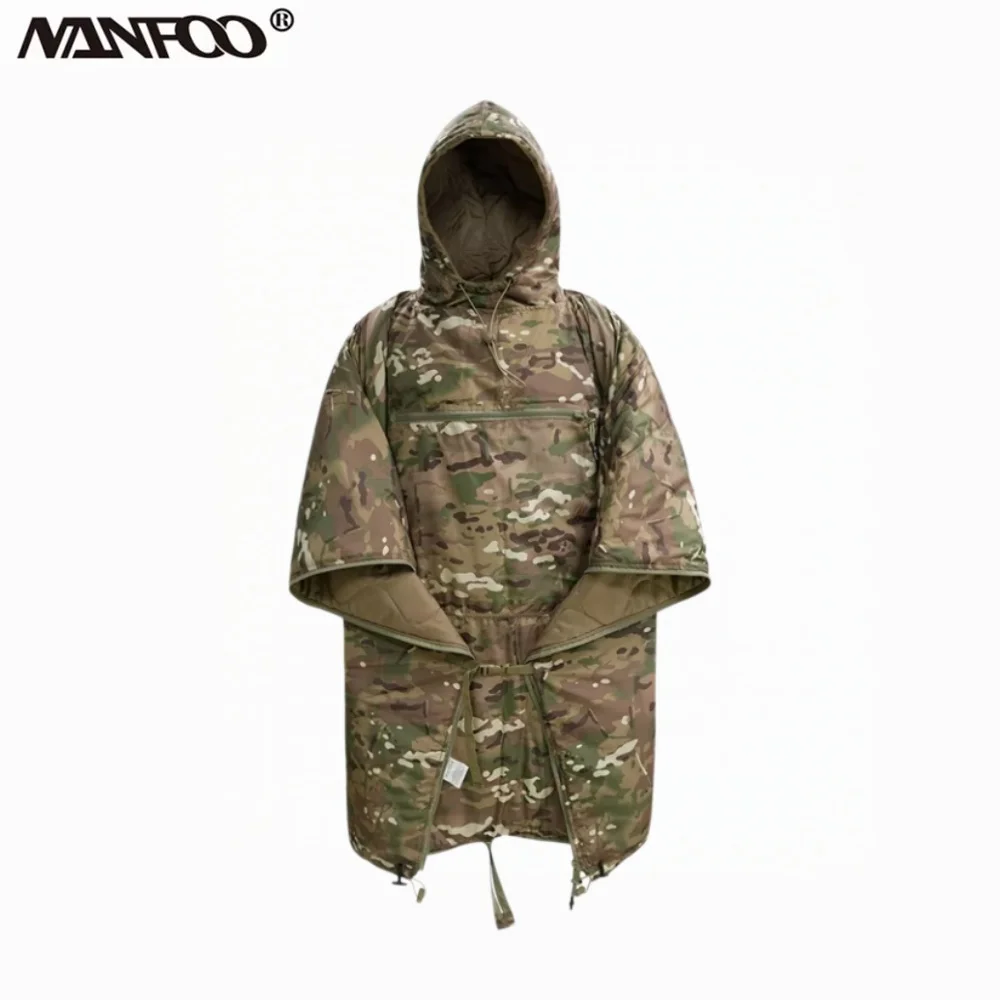 Outdoor thermal sleeping bag, cloak-style camouflage sleeping bag, portable all-in-one sleeping bag for mountaineering, camping,