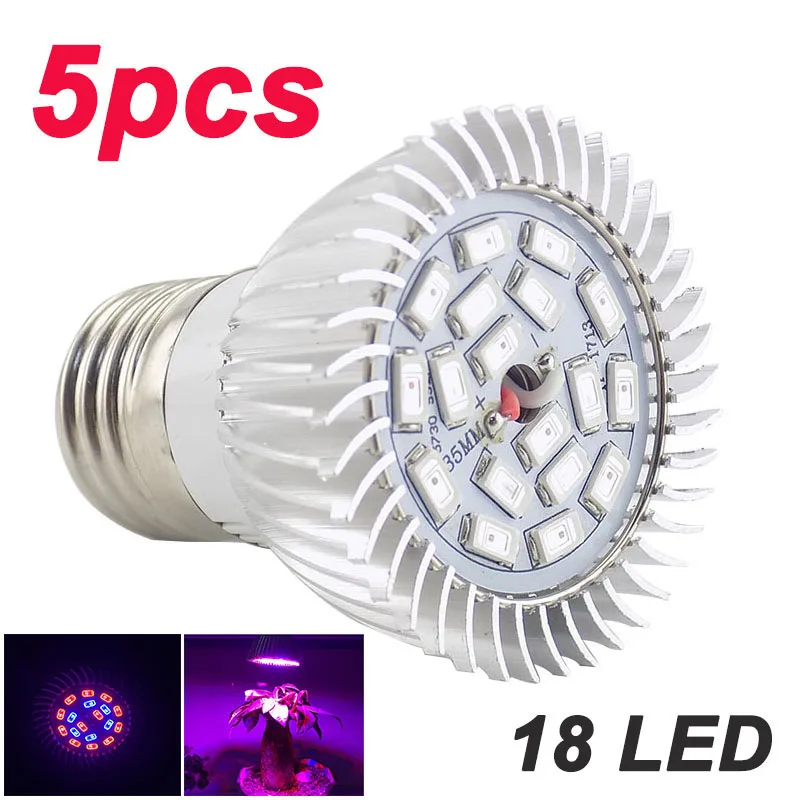 5pcs Plant Grow Lights Full spectrum 28 18 LED Bulb Growing Light Lamp for plants flower  vegetable greenhouse Hydroponics a2