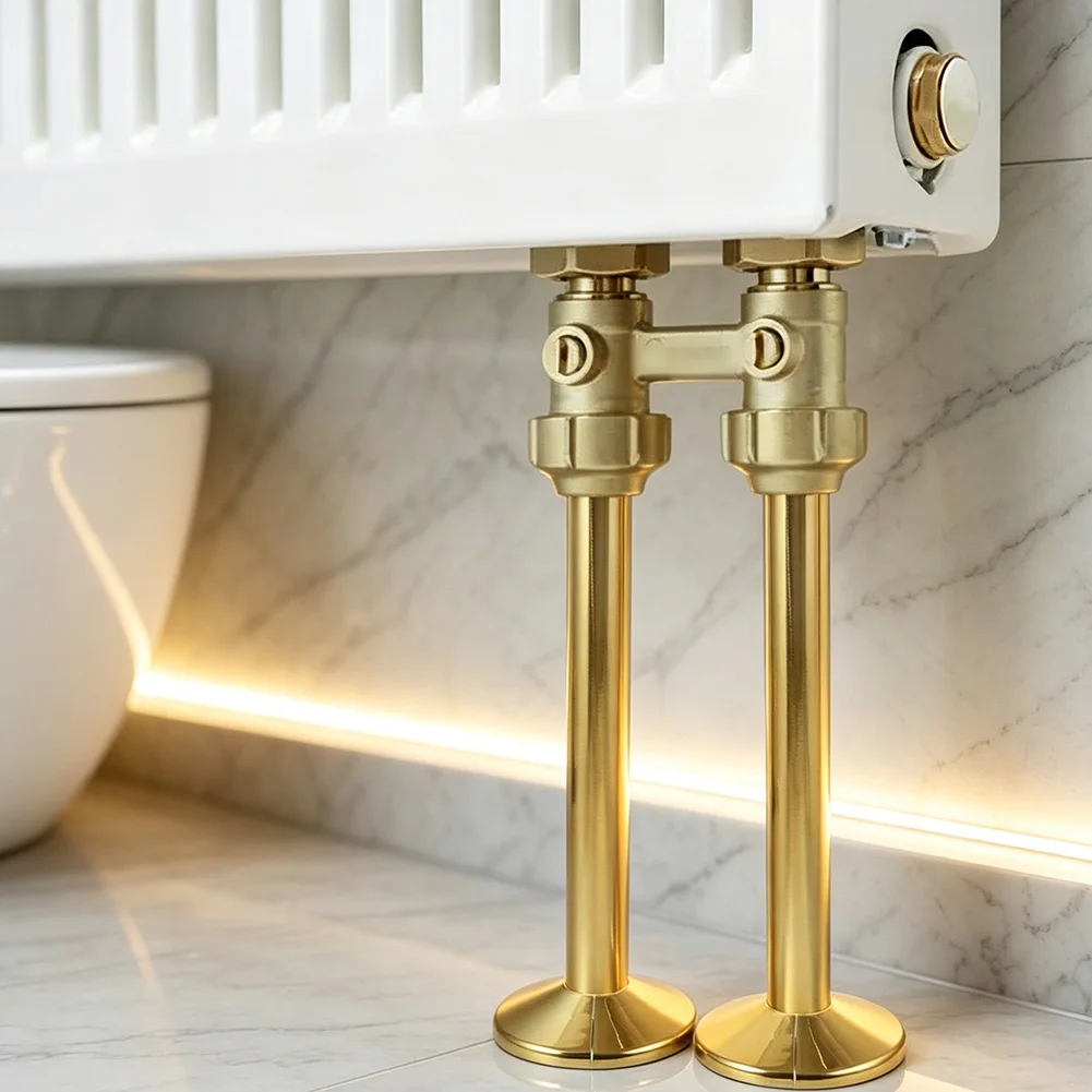 2PCS Brushed Gold Radiator Pipe Covers 15x200mm Decorative Sleeves For Towel Rack Heating Pipes Rust=Resistant Decorative Cover