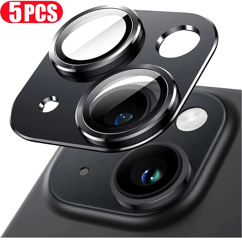 5PCS Black Tempered Glass Rear Lens Film For iPhone 17Pro 17 Pro Max 17 Air 16 15 14 Plus 13 12 11 Mini Camera Protectors Cover