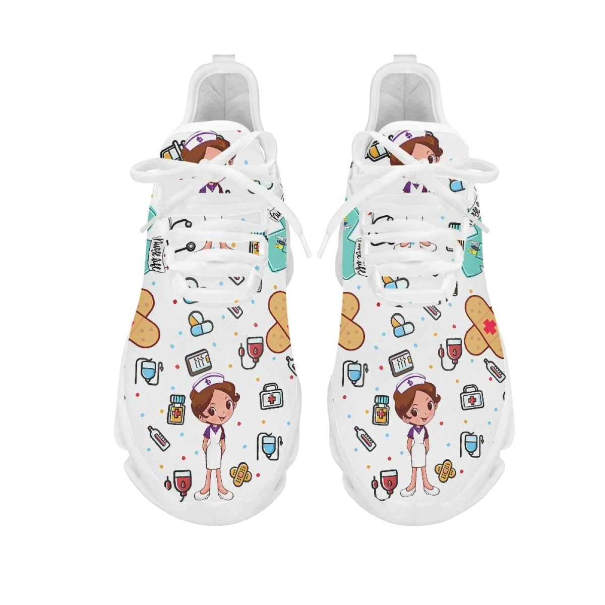 INSTANTARTS Cute Nurse Print Medical Supplies Pattern Women's Mesh Sneakers Casual Running Shoes for Female Light Nurse Footwear