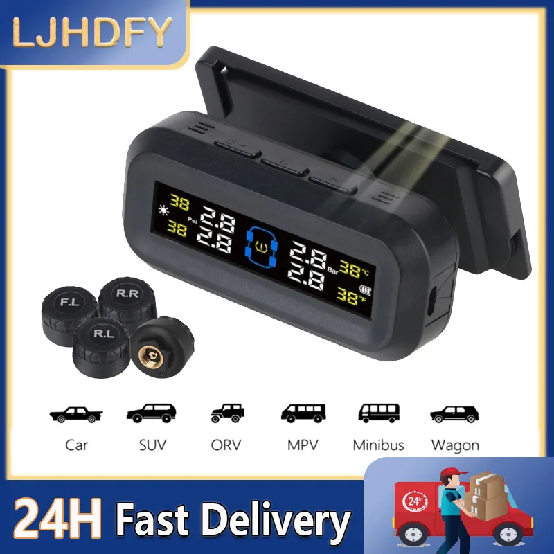Tire Pressure Monitoring System Temperature Warning New C External Battery Version Sensors Solar TPMS Car Tyre Pressure Monitor
