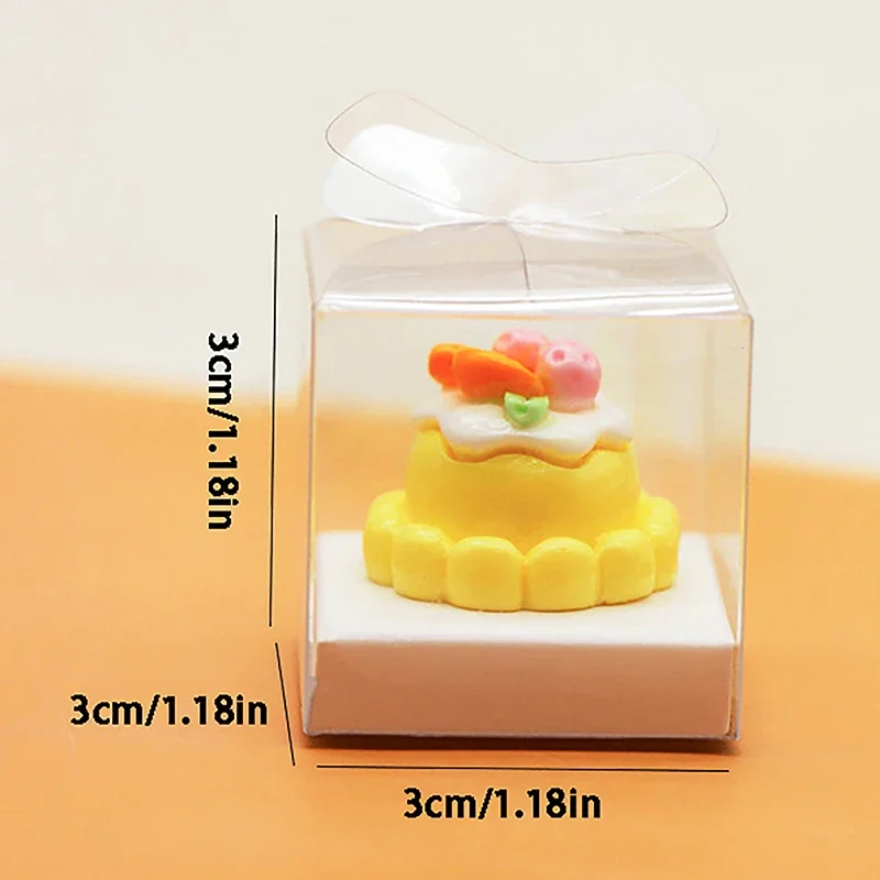 Mini caja de pastel transparente de 2 unidades para casa de muñecas; Accesorios de embalaje de juguetes de postre de simulación