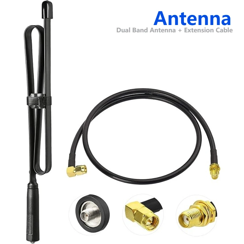 

Dual Band VHF UHF 136-520MHz 31in Foldable CS Tactical SMA-F Ham Radio Antenna with 1m Extension Relocation Cable for Baofeng
