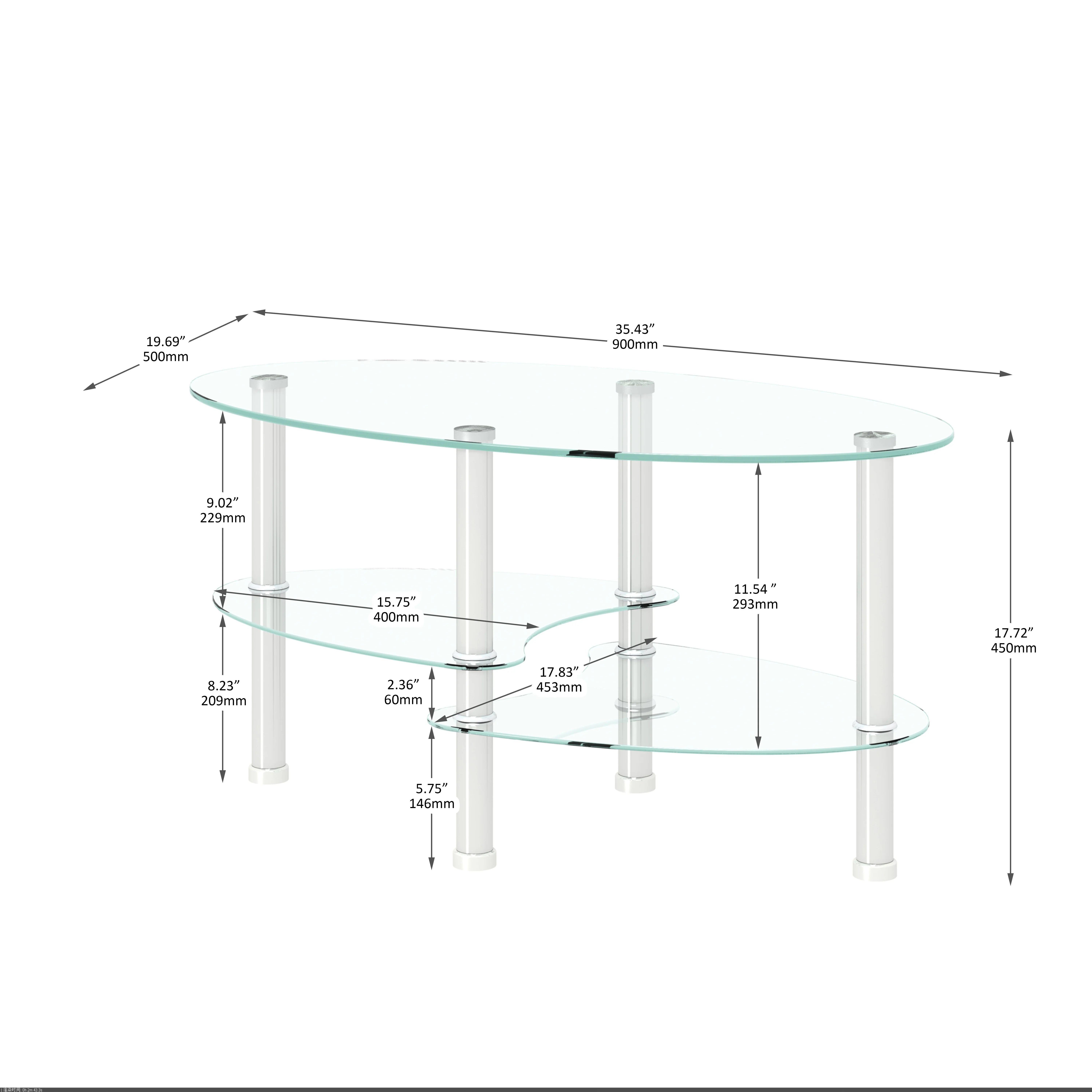 Mesa De Café De Vidro Oval Transparente, Pernas De Aço Inoxidável, Moderno Minimalista Centro, Sala De Mobiliário Decoração