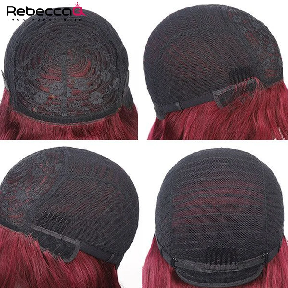Wear to go 99J Wig Burg Red Bone Straight Human Hair Wig With Bangs For Women Brazilian Remy Hair Colored Halloween Cosplay Wigs - Image 6