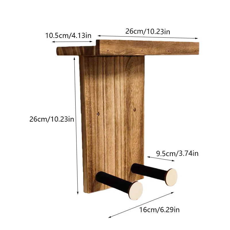 Wooden Guitar Wall Mount Hanger Rack Display Bracket for Electric Acoustic Bass Guitars - Horizontal Storage Solution