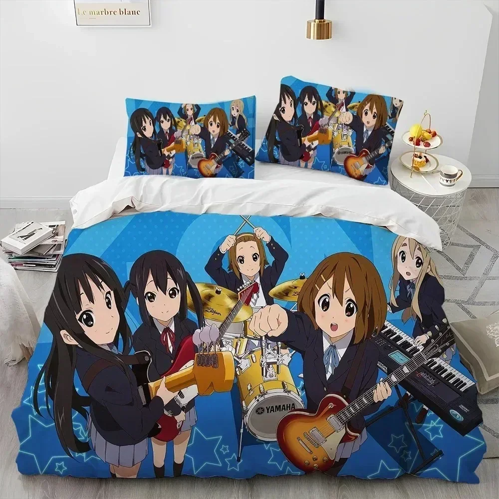 K-ON Cartoon Cute Lolita Kawaii Girls Bedding Set Printed With Pillowcase Bed Duvet Cover Soft Queen King Size Bedclothes Home