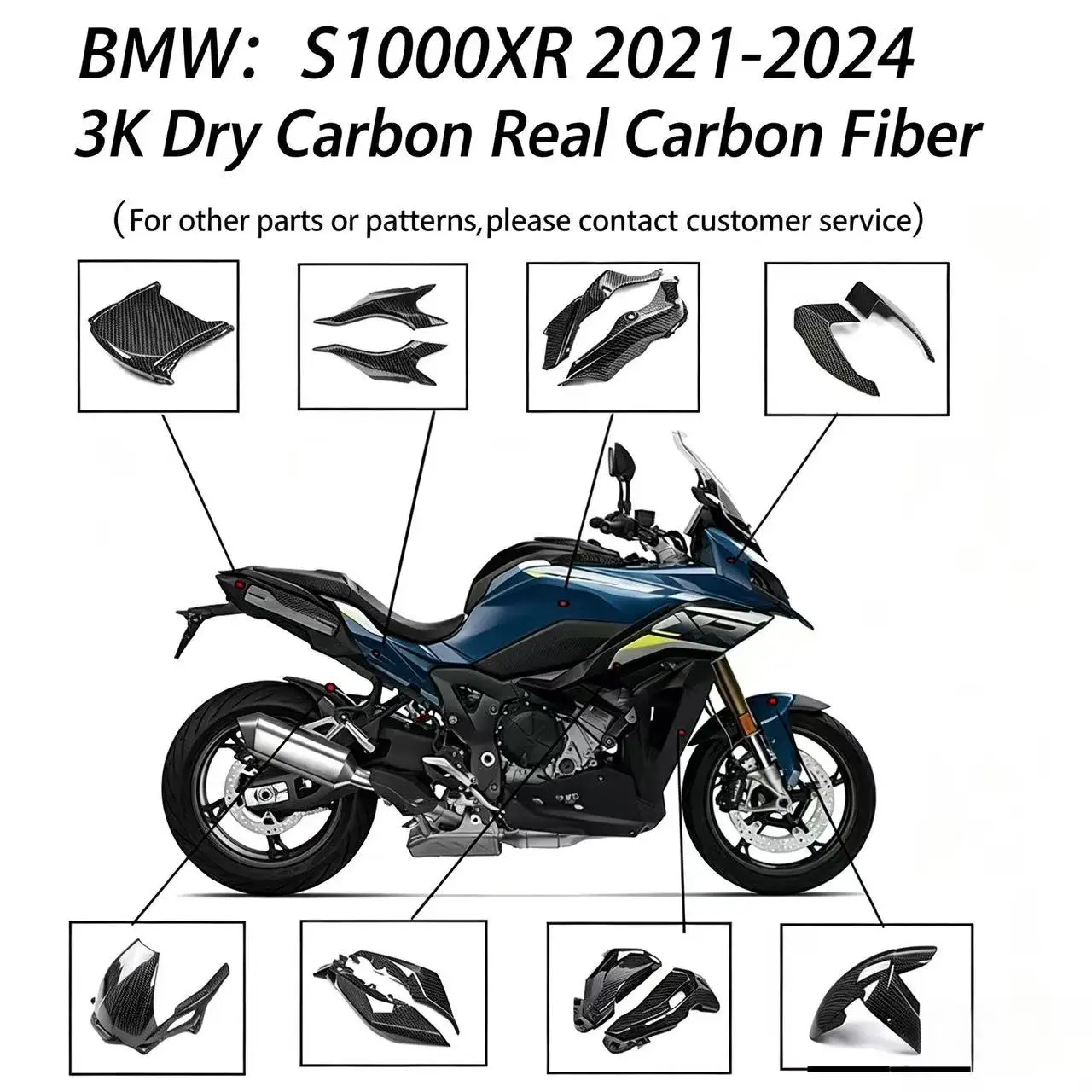 Suitable for BMW S1000XR 2021 2012 2013 2024 Motorcycle Carbon Fiber Fender Hood Plate Bracket Windshield