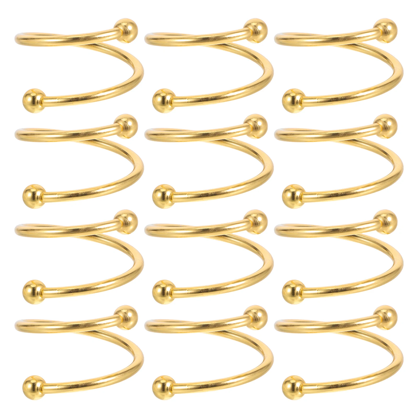 

12pcs Modern Rings Spiral Cross Double Bead Golden Serviette Holders Secure Grip For Wedding Banquet Holiday Home Restaurant