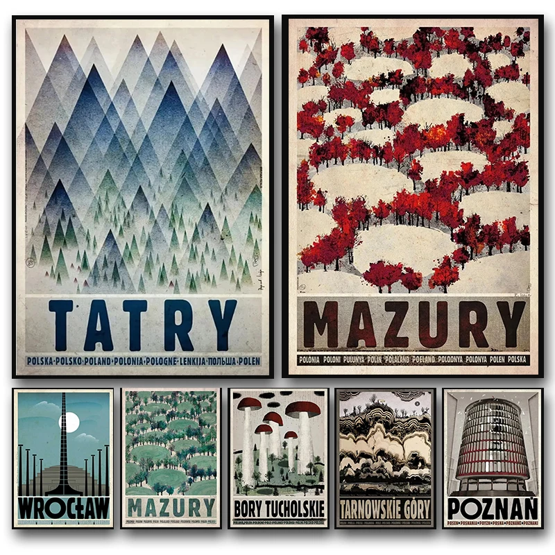 Vintage City Posters Biebrza Solina Zakopane Canvas Printing Prints Retro Wall Art Picture for Living Room Home Decor Cuadro