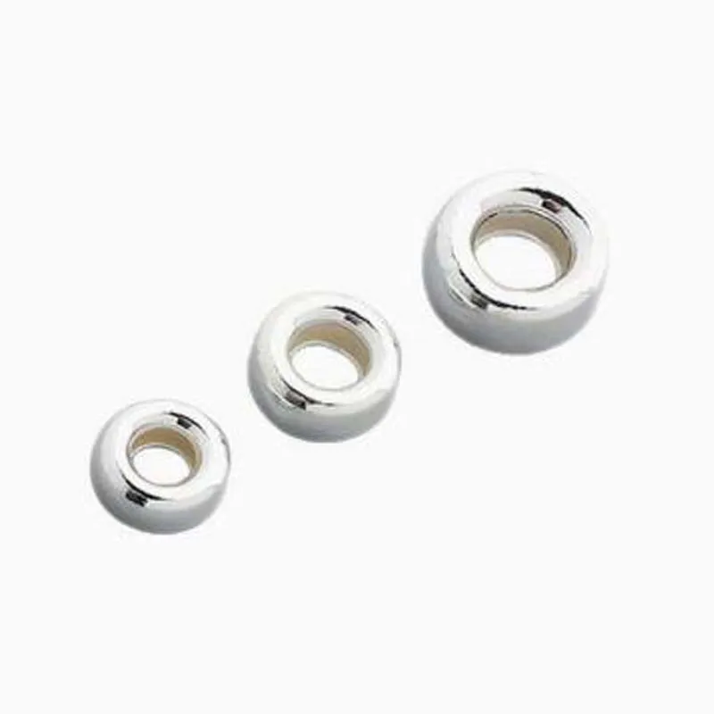 Genuine Real Pure Solid 925 Sterling Silver Beads Flat Round Loose Spacers Bead
