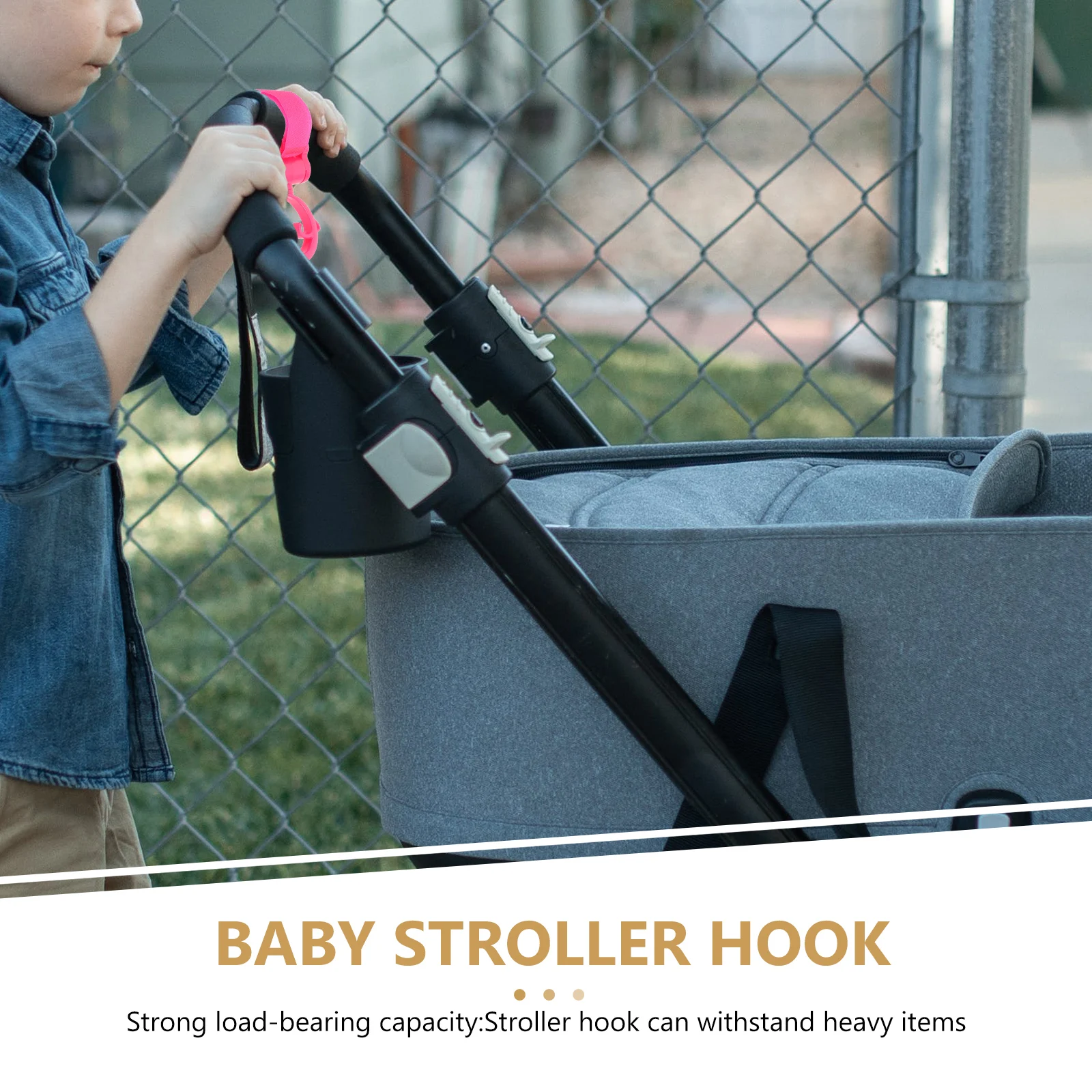 ตะขอสําหรับรถเข็นเด็ก คลิปแขวนมัลติฟังก์ชั่น สีชมพู ไม่ต้องเจาะ เหมาะสําหรับจักรยาน รถจักรยานยนต์ รถเข็นเด็กไฟฟ้า