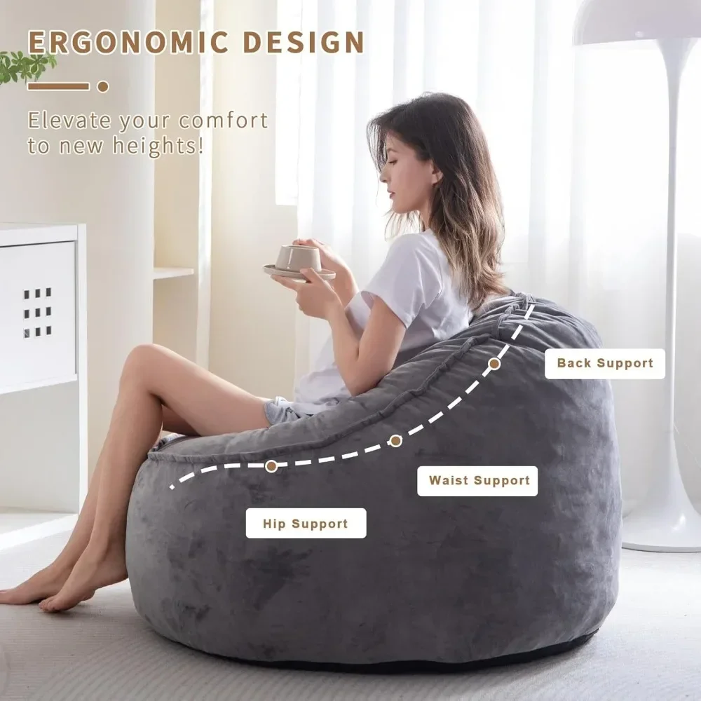 Adult bean bag chair, Sherpa lazy sofa, giant bean bag chair with pockets, living room bean bag sofa, accent chair