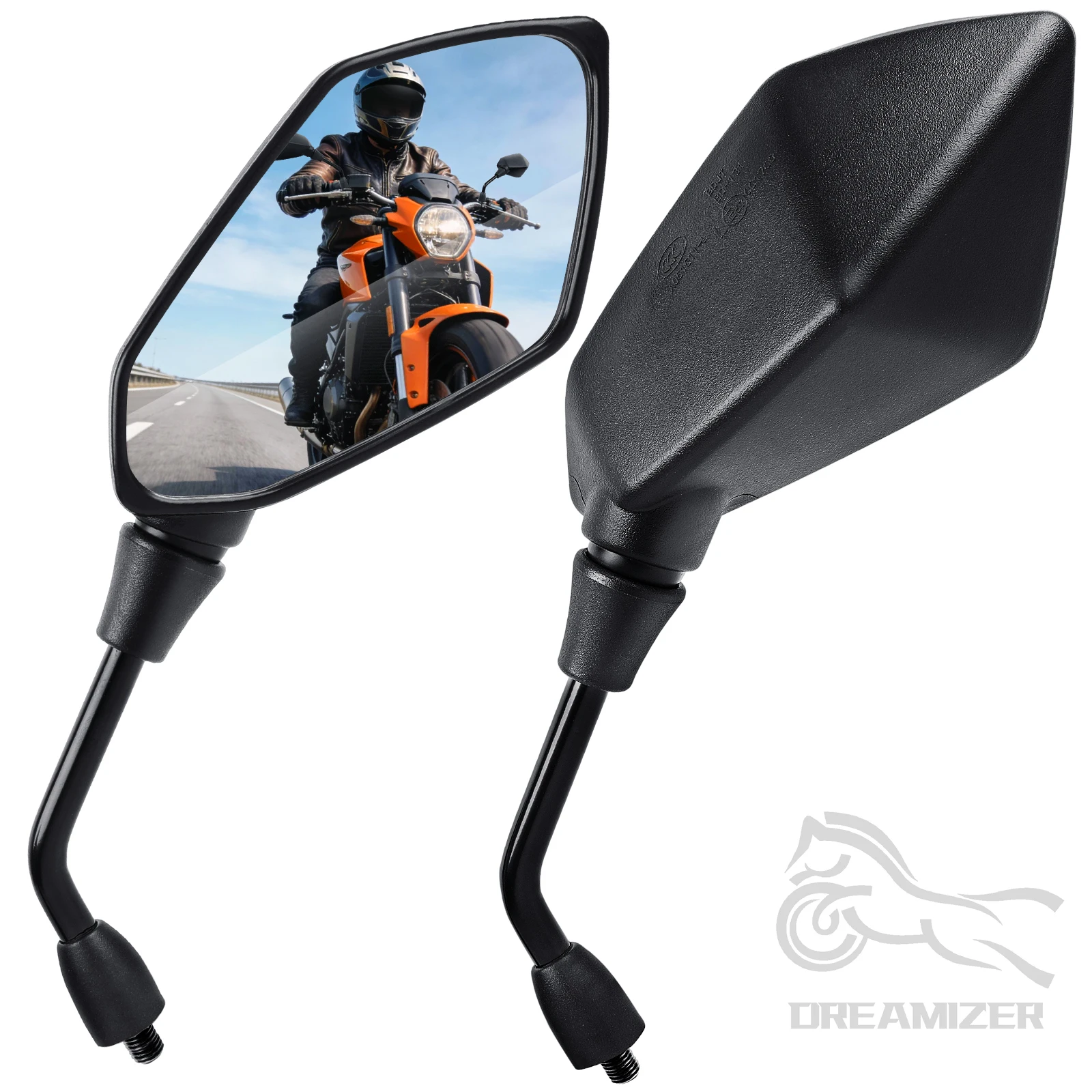 1 Pair 10mm Universal Black Motorcycle E-Bike Rear View Side Mirrors For Kawasaki KLX110 KLR250 KLR650