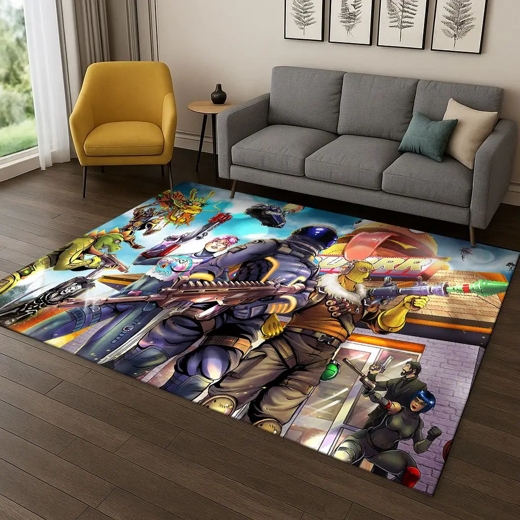 

3D F-Fortnite Game Cartoon Carpet Rug for Bedroom Living Room Sofa Doormat Home Decor,Kids Play Area Rug Non-slip Christmas Gift