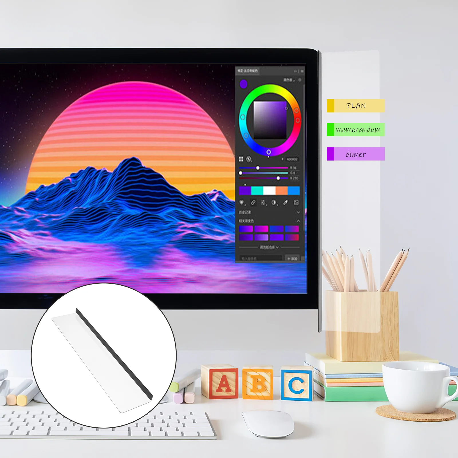 Sticky Notes Computer Message Board Monitors Stand Acrylic Memo Storage Screen Reminder