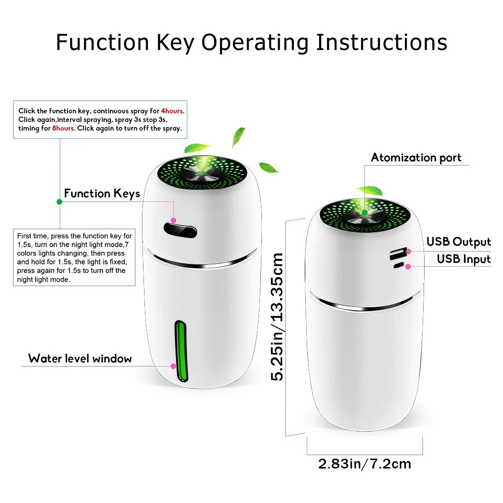 USB Air Humidifier Car Diffuser with LED Automatic Ultrasonic Mist Sprayer Cooler Electric Conditioner Cooling Purifier