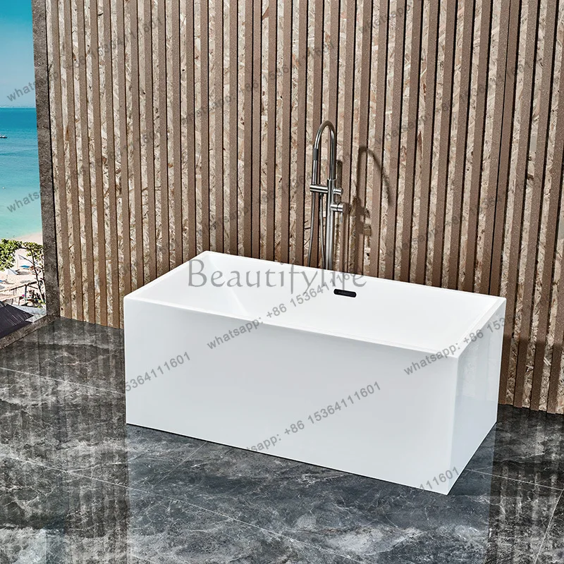 Small apartment Japanese-style bathroom shower basin integrated light luxury independent deep foam acrylic square bathtub