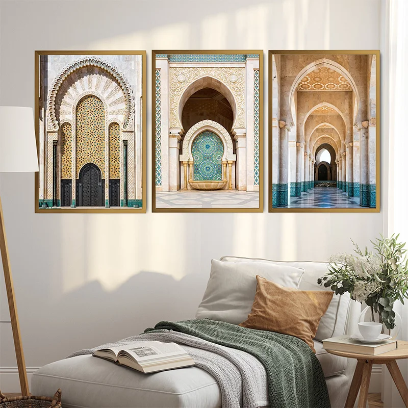Morocco Door Arabic Decorative Paintings Architecture Canvas Posters Islamic Wall Art Pictures Prints for Living Room Home Decor