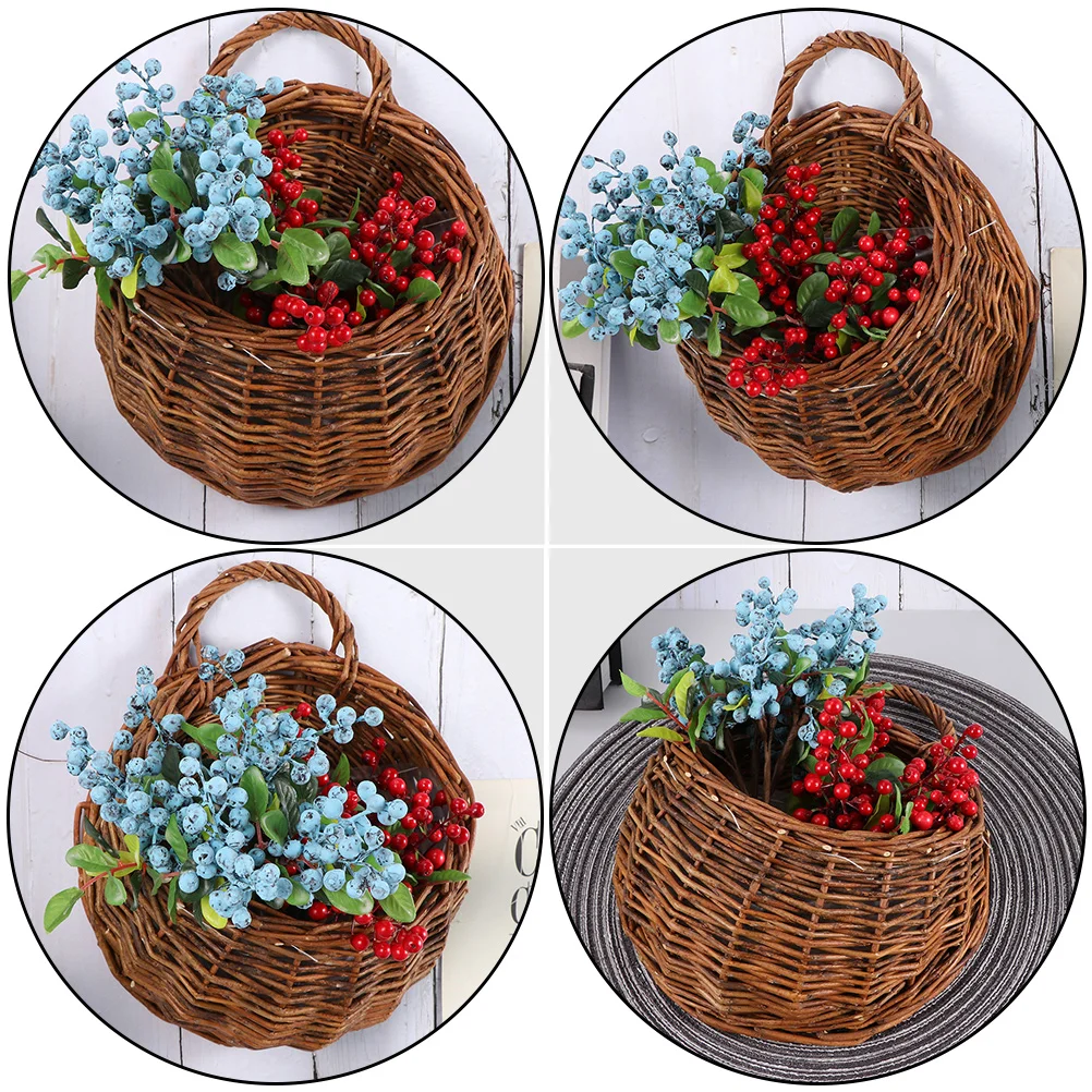 

2pcs Woven Wall Garden Flower Basket Mounted Flower Basket Hanging Decorative Vase For Home Office Hotel Garden Decoration
