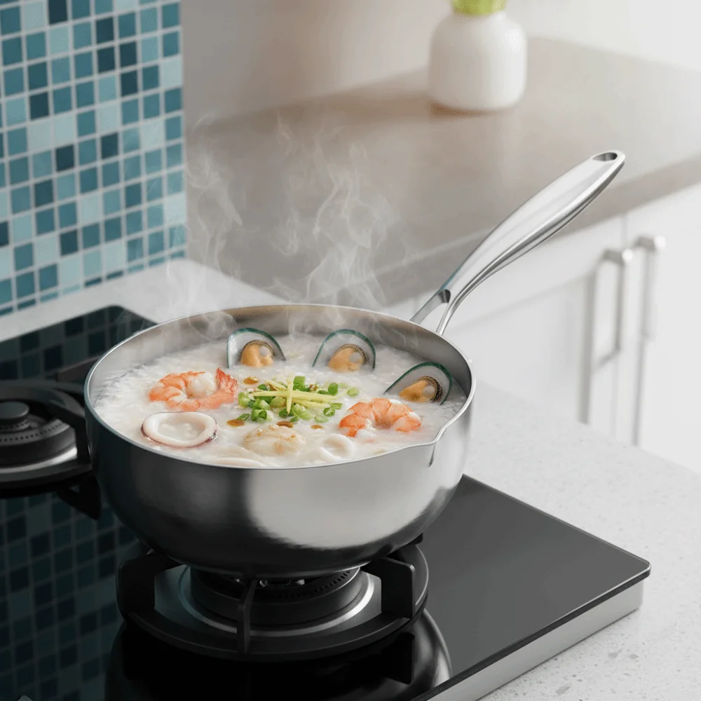 High-end Titanium-coated Milk Pot Scratch Resistant Multilayer Composite Steel Noodle Pot Non-stick Snow-flat Pan Kitchen