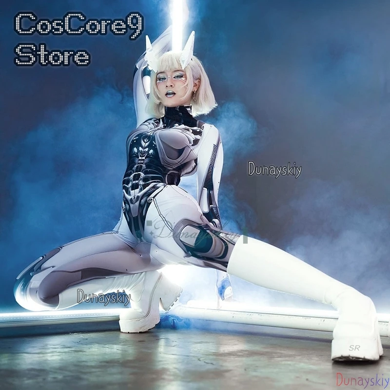 

Women Bodysuit Mechanical Core Visual 3D Clothes Cyberpunk Robot Cosplay 코스프레 For Halloween Party Props Carnival Suit