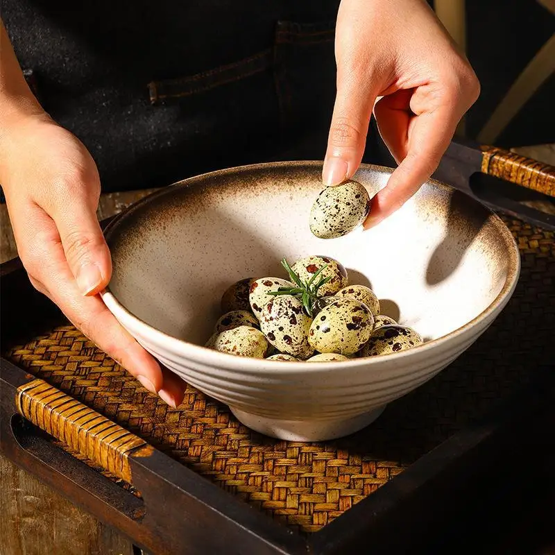 Japanese-style ceramic bowl, household large ramen bowl, soup bowl, creative tableware set, commercial bucket 4