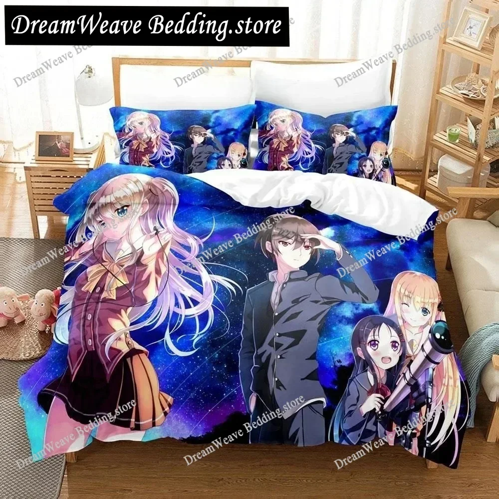 

New 3D Print Anime Kawaii Girls Charlotte Bedding Set Single Twin Full Queen King Size Bed Set Adult Kid Bedroom Duvetcover Sets