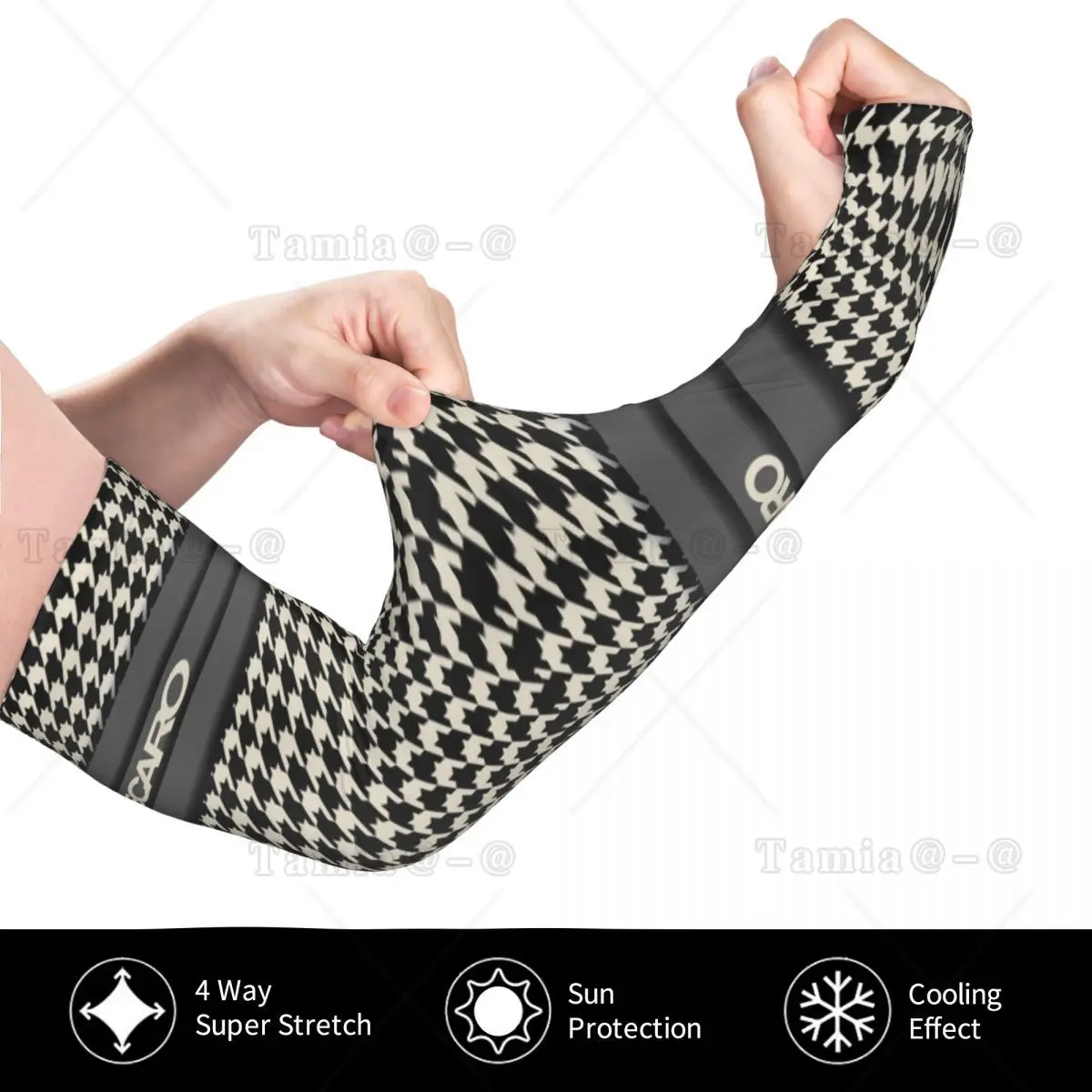 사용자 정의 Recaros Houndstooth UV 보호 냉각 팔 슬리브 여성 남성 스포츠 사이클링 문신 커버