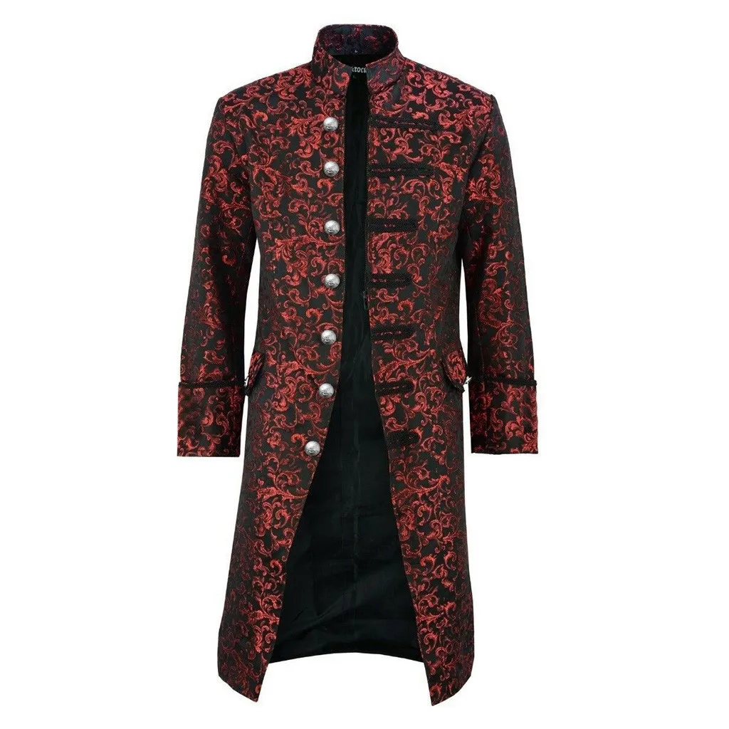 Steampunk Men's Long Jackets 2024 Gothic Victorian Frock Coat Steampunk Vintage Devil Cosplay Damask Costume Halloween Homme